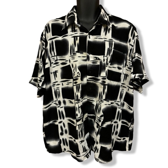 Vintage Y2K Abstract Plaid Button Up Shirt - Picture 1 of 4